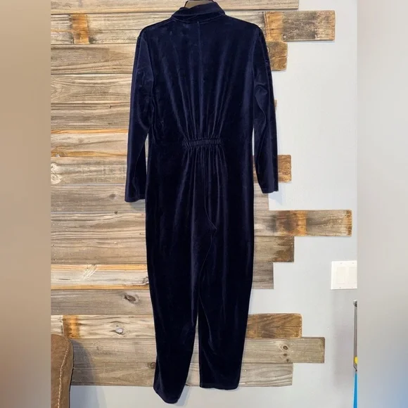 Vintage Victorias Secret Country Small- Blue Velvet Pajamas jumpsuit - Picture 2 of 5